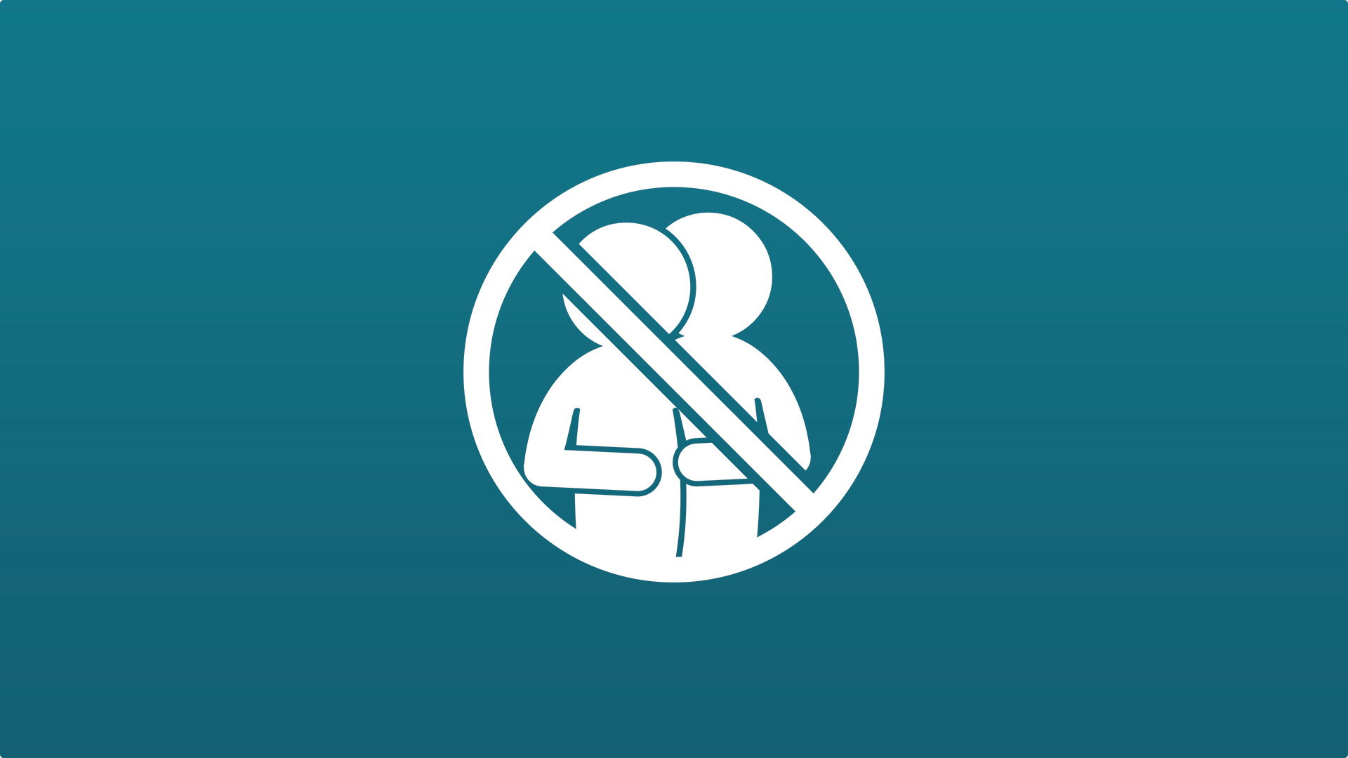 Icon of two students embracing crossed out