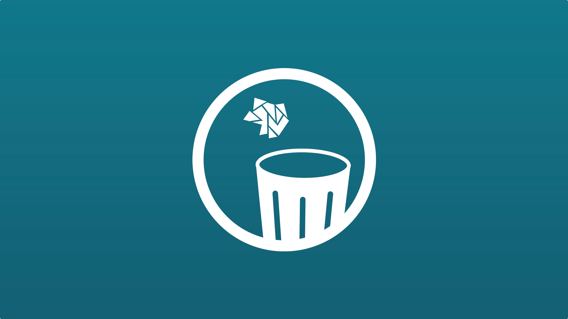 Round icon with litter being thrown in a bin