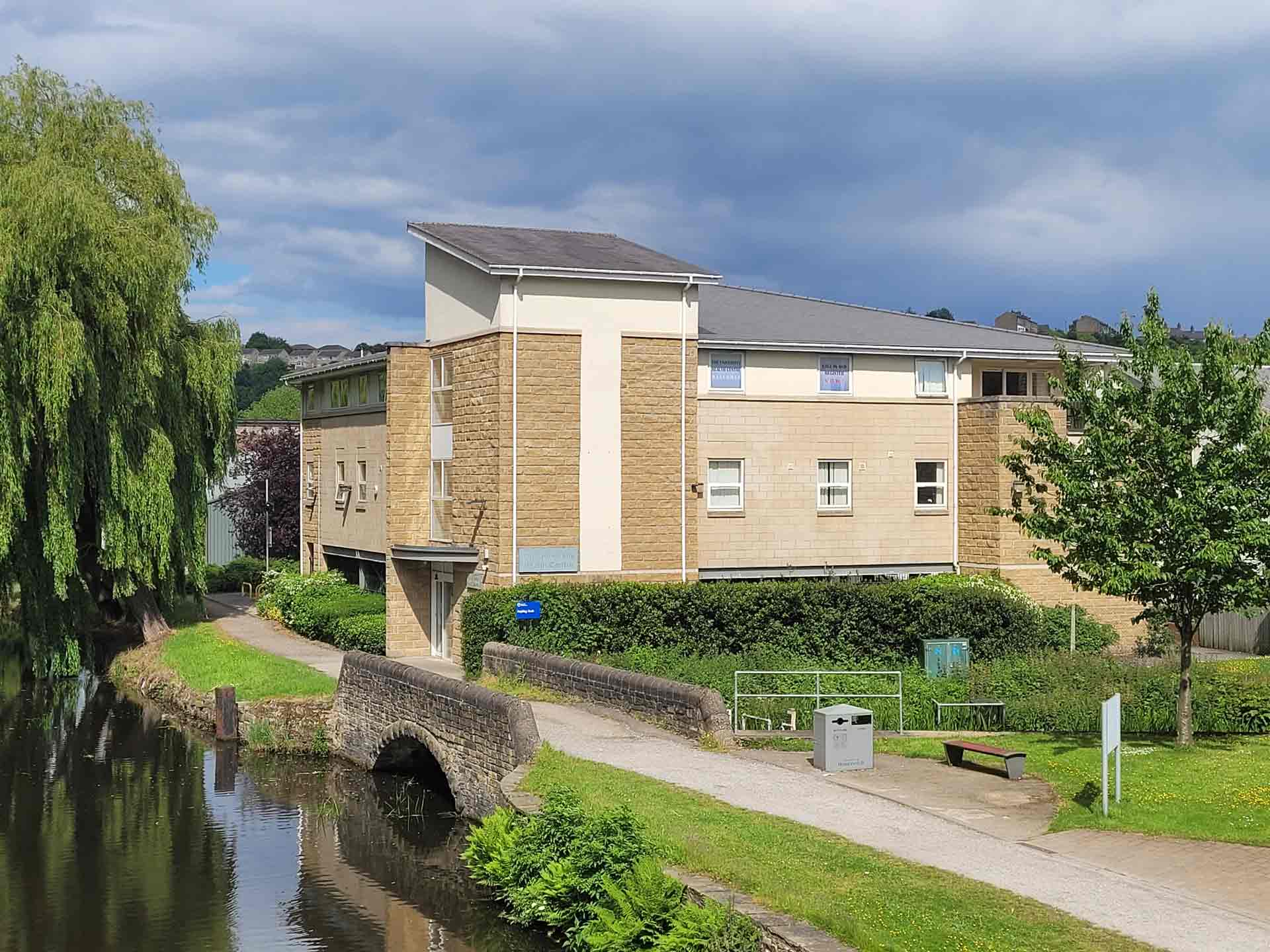 A view over the canal to the University Health Centre
