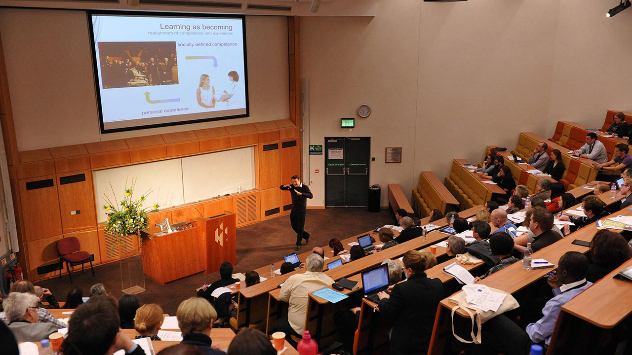 Huddersfield Business School Students during a lecture in the Diamond Jubilee Lecture Theatre, Charles Sikes Building