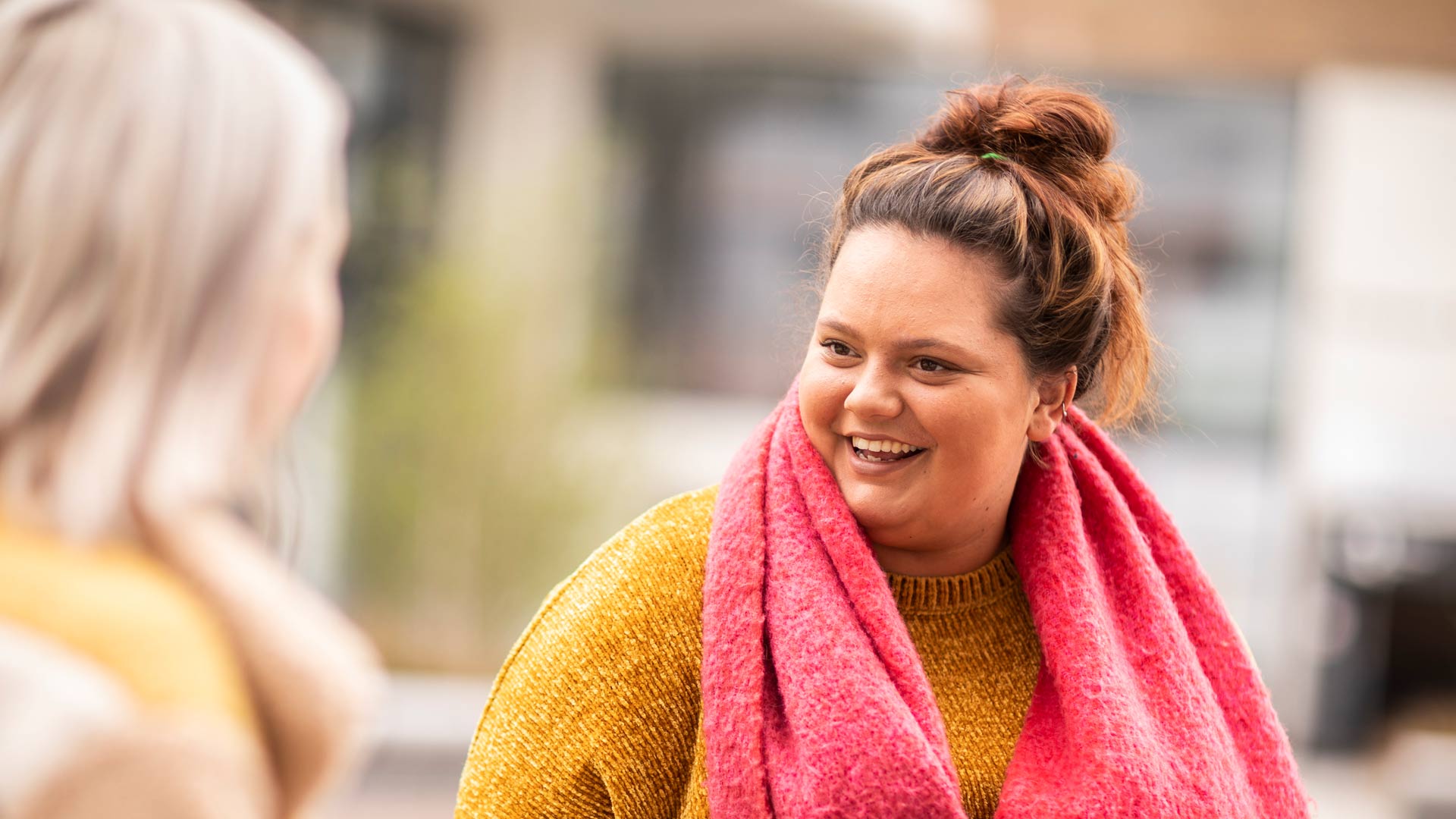 Prospectus image of student Clementine Crowther on campus