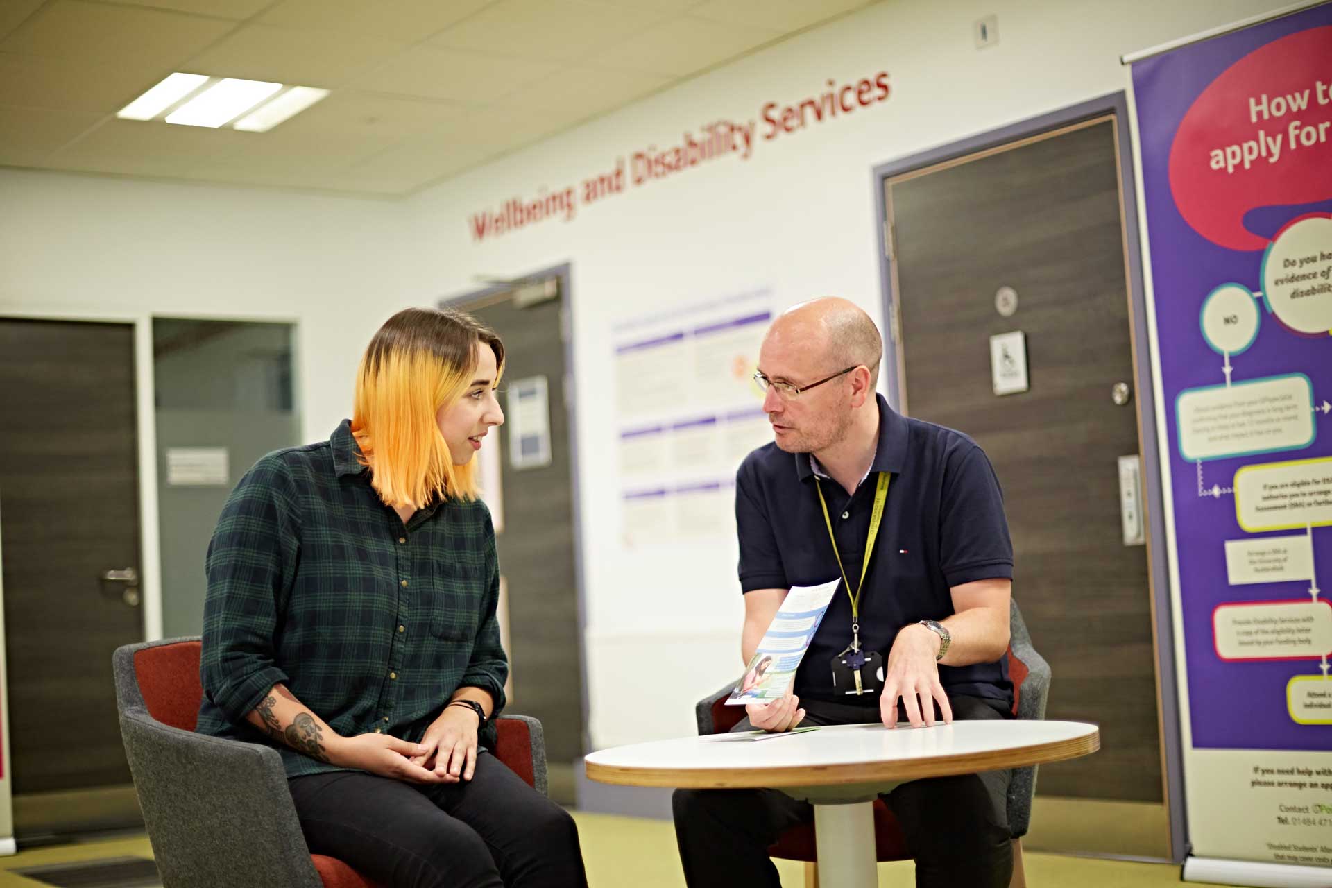 A meeting with a support adviser in Student Central