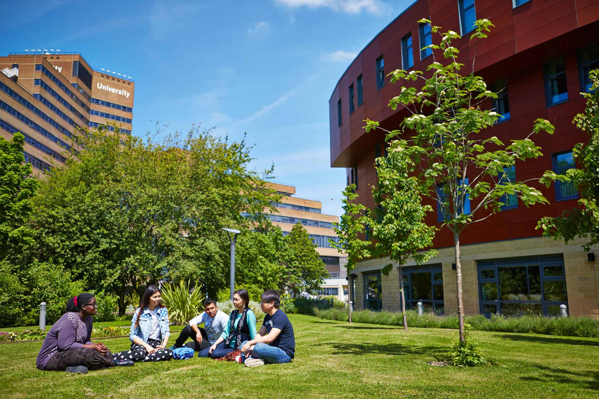 Students relaxing on campus